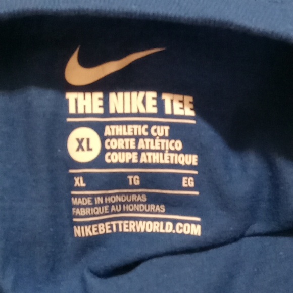 NIKE MENS T TEE SHIRT EXTRA LARGE XL New Workout BLUE WHITE ATHLETIC CUT - Picture 3 of 5